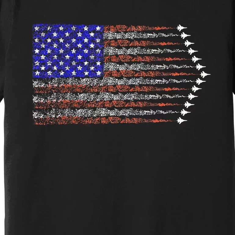 Patriotic 4th Of July USA American Flag Fighter Jets Premium T-Shirt