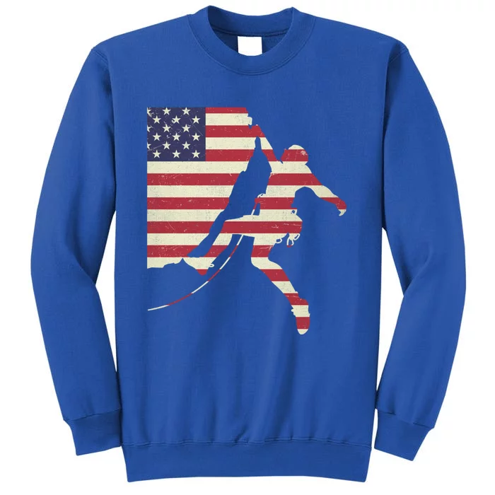 Patriotic 4th Of July American Usa Flag Rock Climbing Meaningful Gift Tall Sweatshirt