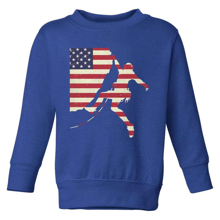 Patriotic 4th Of July American Usa Flag Rock Climbing Meaningful Gift Toddler Sweatshirt