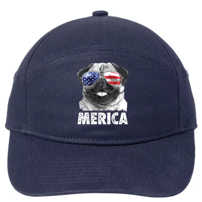 Pug 4th Of July Shirts Merica Men Women USA American Flag 7-Panel Snapback Hat