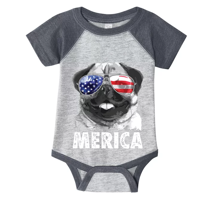 Pug 4th Of July Shirts Merica Men Women USA American Flag Infant Baby Jersey Bodysuit