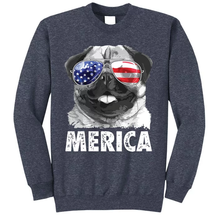 Pug 4th Of July Shirts Merica Men Women USA American Flag Sweatshirt