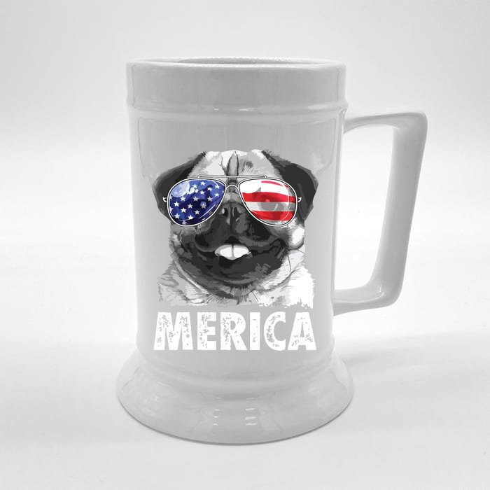 Pug 4th Of July Shirts Merica Men Women USA American Flag Front & Back Beer Stein