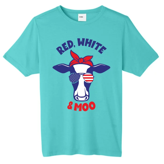 Patriotic 4th Of July Tee Red White And Moo Patriotic Cow Gift ChromaSoft Performance T-Shirt