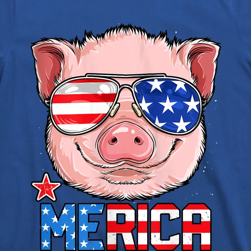 Pig 4th Of July Merica Usa American Flag T-Shirt