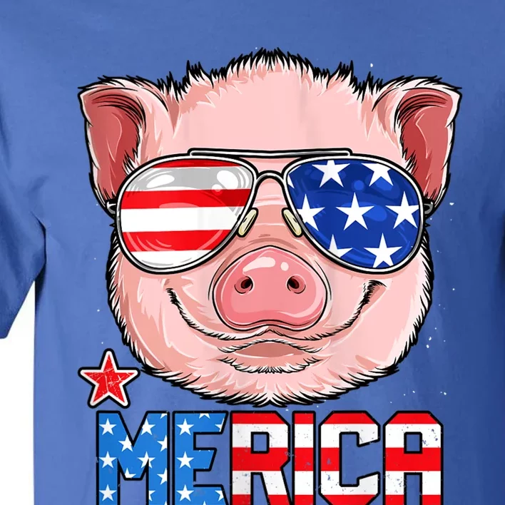 Pig 4th Of July Merica Usa American Flag Tall T-Shirt