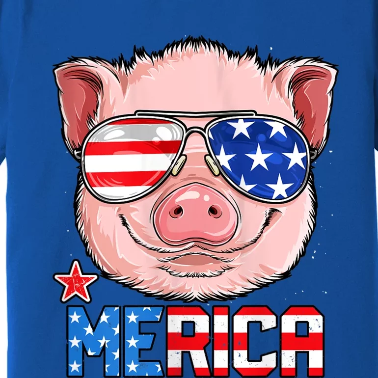 Pig 4th Of July Merica Usa American Flag Premium T-Shirt