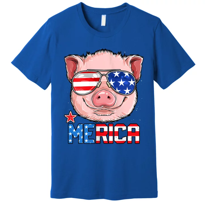 Pig 4th Of July Merica Usa American Flag Premium T-Shirt