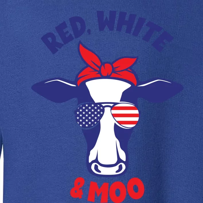 Patriotic 4th Of July Tee Red White And Moo Patriotic Cow Gift Toddler Sweatshirt