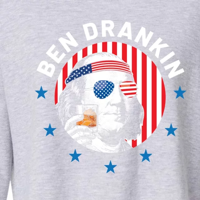 Patriotic 4th Of July Ben Drankin Franklin American Flag Gift Cropped Pullover Crew