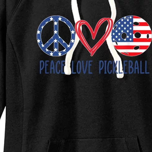 Pickleball 4th Of July Summer Tournament Peace Love Women's Fleece Hoodie