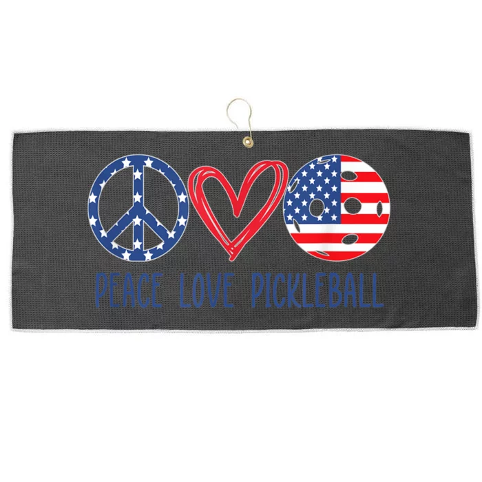 Pickleball 4th Of July Summer Tournament Peace Love Large Microfiber Waffle Golf Towel