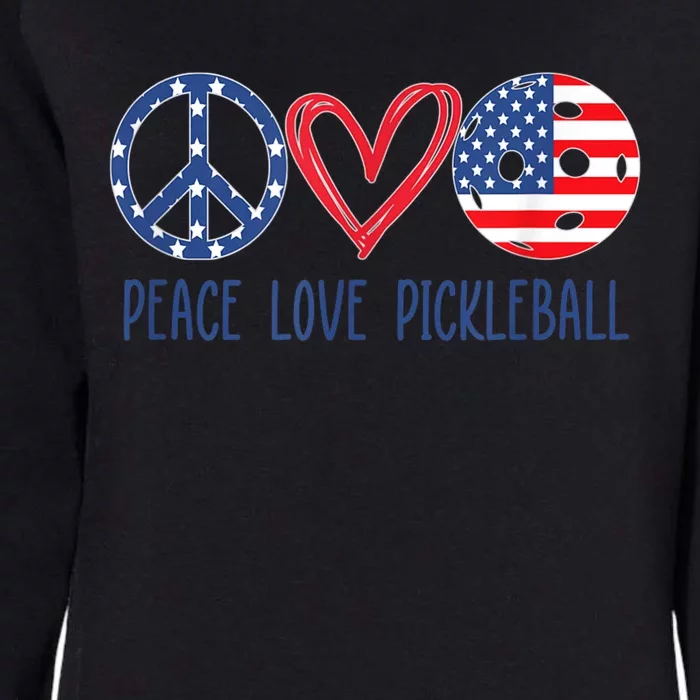 Pickleball 4th Of July Summer Tournament Peace Love Womens California Wash Sweatshirt