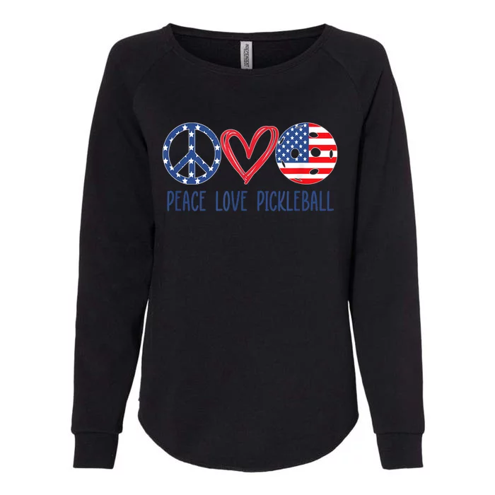 Pickleball 4th Of July Summer Tournament Peace Love Womens California Wash Sweatshirt