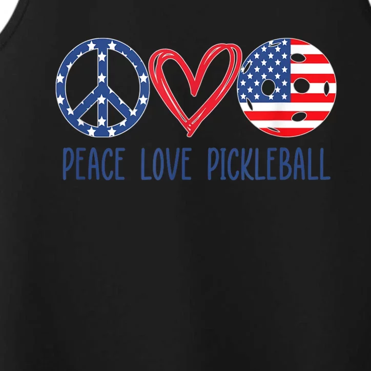 Pickleball 4th Of July Summer Tournament Peace Love Performance Tank