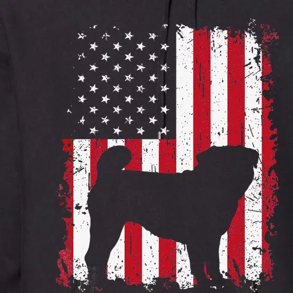 Pug 4th of July Patriotic American USA Flag Gift Premium Hoodie