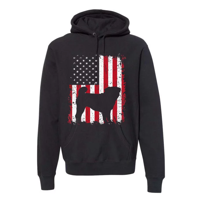 Pug 4th of July Patriotic American USA Flag Gift Premium Hoodie