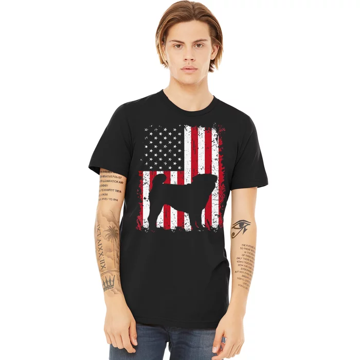 Pug 4th of July Patriotic American USA Flag Gift Premium T-Shirt