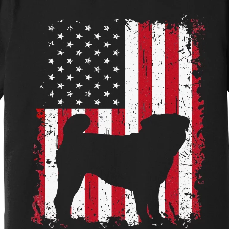 Pug 4th of July Patriotic American USA Flag Gift Premium T-Shirt