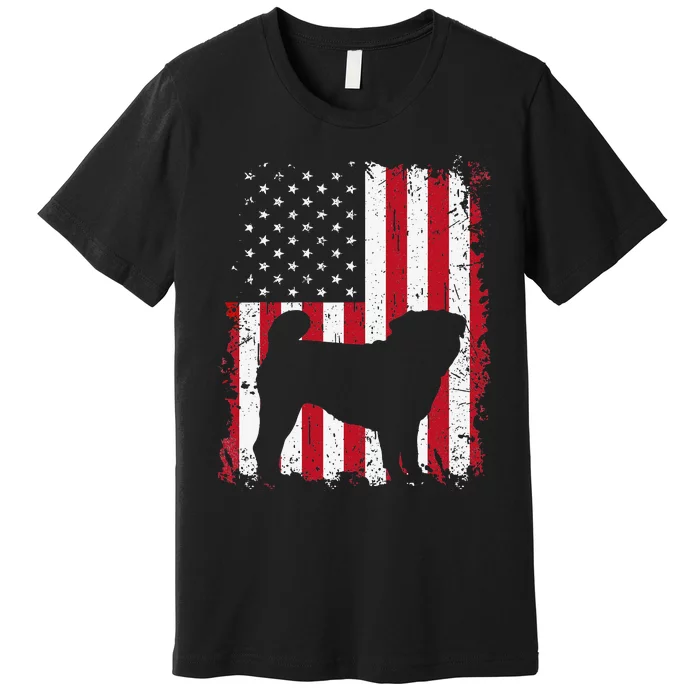 Pug 4th of July Patriotic American USA Flag Gift Premium T-Shirt