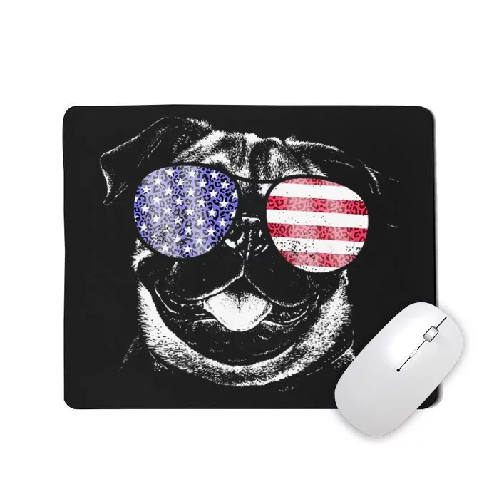 Pug 4th Of July USA American Flag Dog Dad Mom Lover Vintage Mousepad