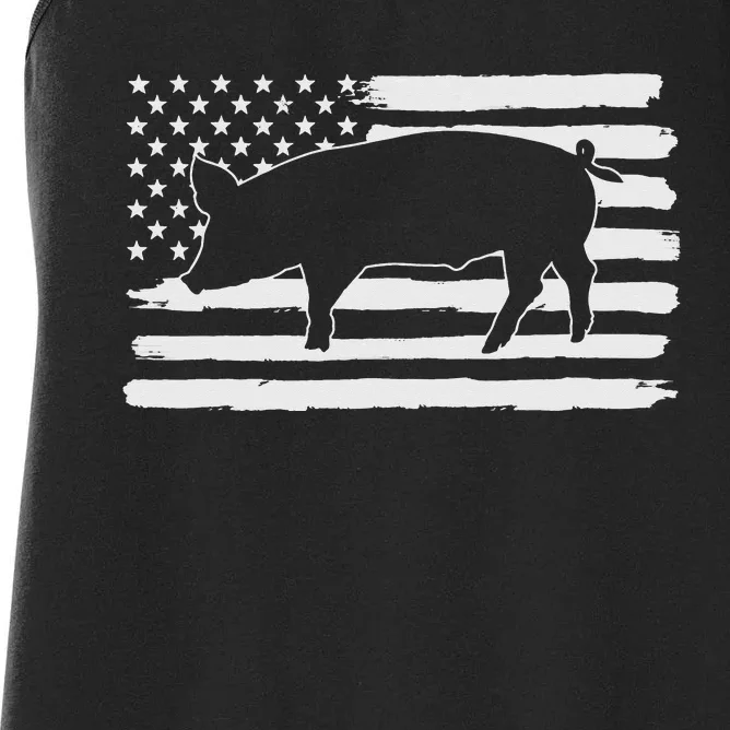 Pigs 4th Of July USA Flag US America Women's Racerback Tank