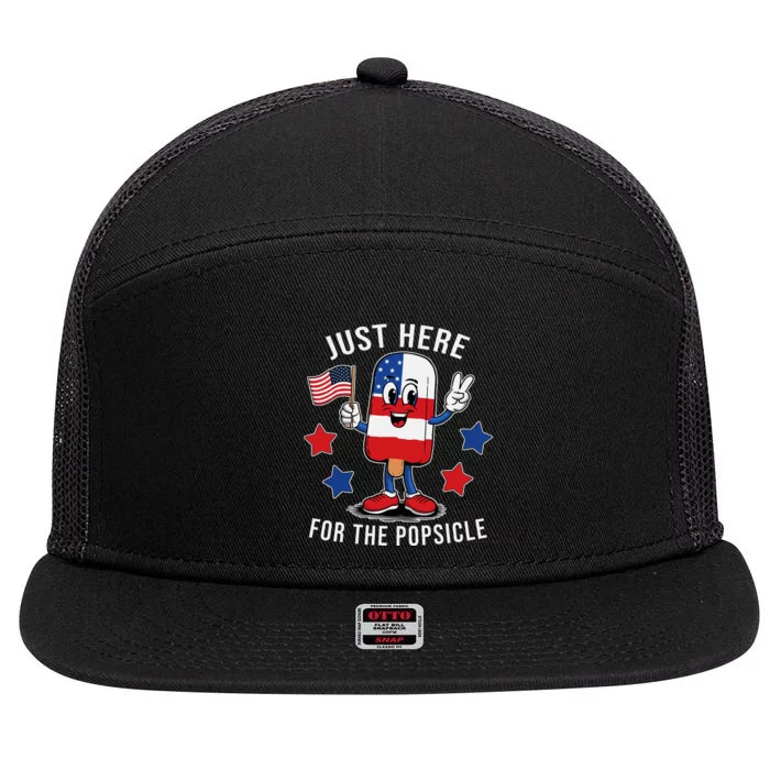 Patriotic 4th Of July Popsicle Usa Flag 7 Panel Mesh Trucker Snapback Hat