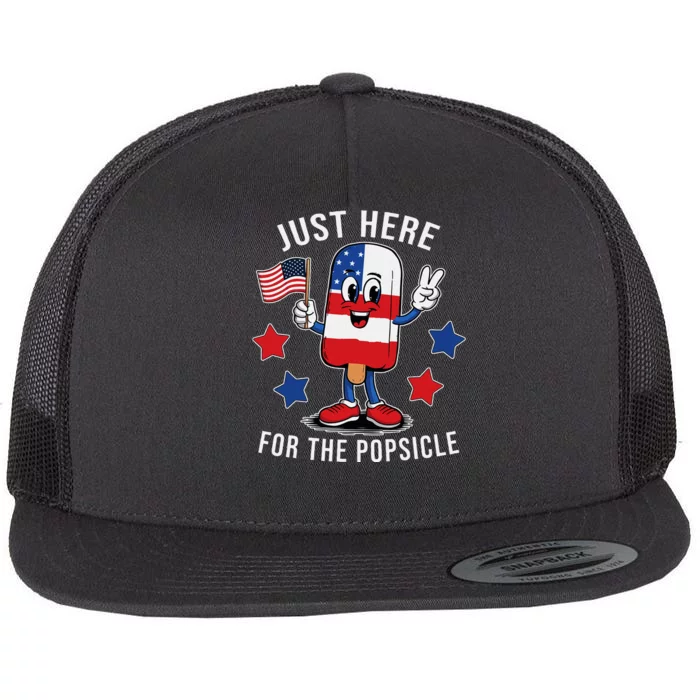 Patriotic 4th Of July Popsicle Usa Flag Flat Bill Trucker Hat