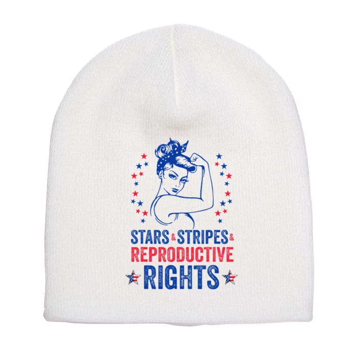 Patriotic 4th Of July Stars Stripes Reproductive Right Short Acrylic Beanie