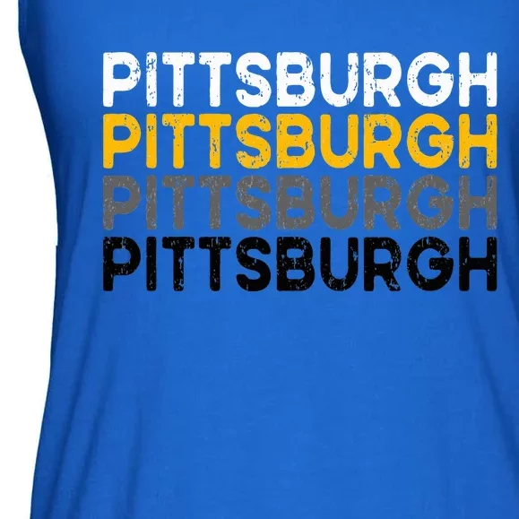 Pittsburgh 412 Pride Love Yinzer Faded Pa Letters Pgh Ladies Essential Flowy Tank