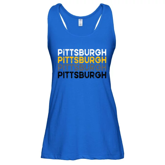 Pittsburgh 412 Pride Love Yinzer Faded Pa Letters Pgh Ladies Essential Flowy Tank