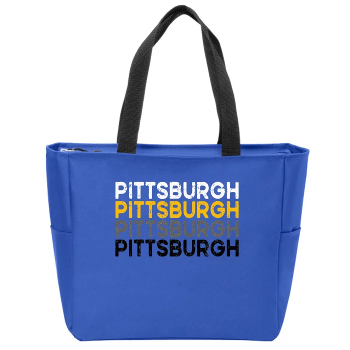 Pittsburgh 412 Pride Love Yinzer Faded Pa Letters Pgh Zip Tote Bag