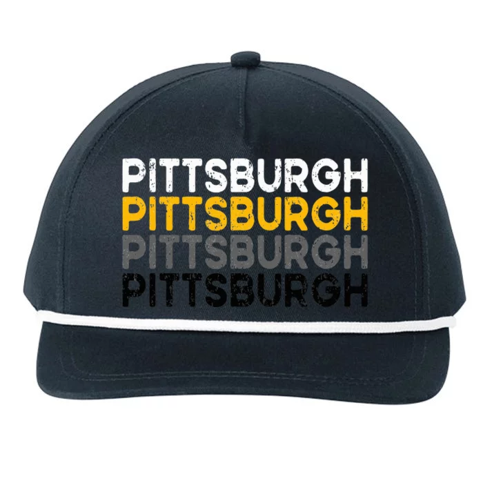 Pittsburgh 412 Pride Love Yinzer Faded Pa Letters Pgh Snapback Five-Panel Rope Hat