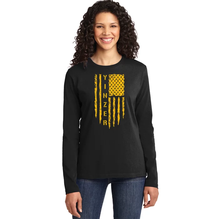 Pittsburgh 412 Steel City Yinzer Flag Ladies Long Sleeve Shirt