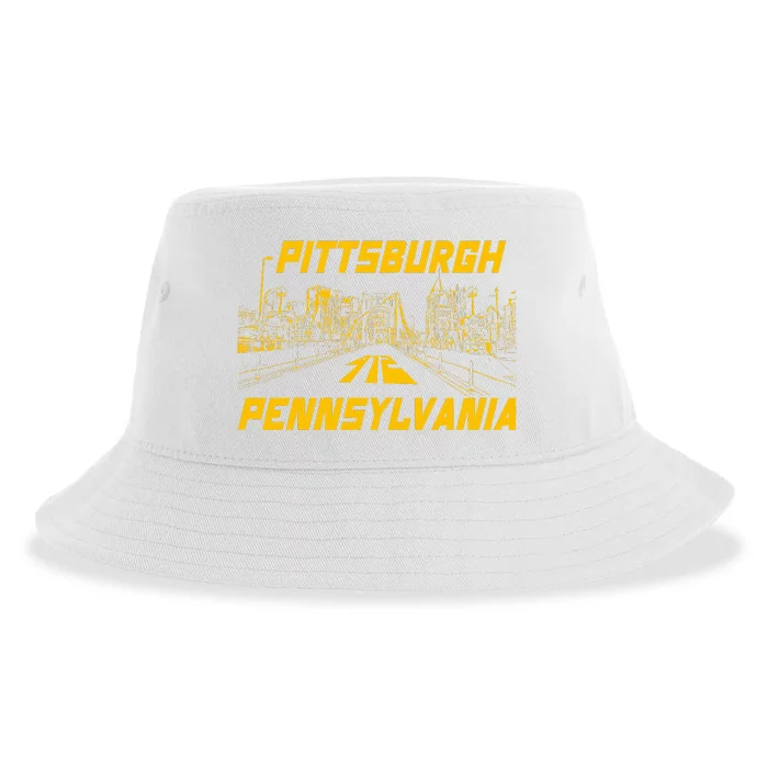 Pittsburgh 412 Steel City Skyline Pennsylvania Home Pride Sustainable Bucket Hat