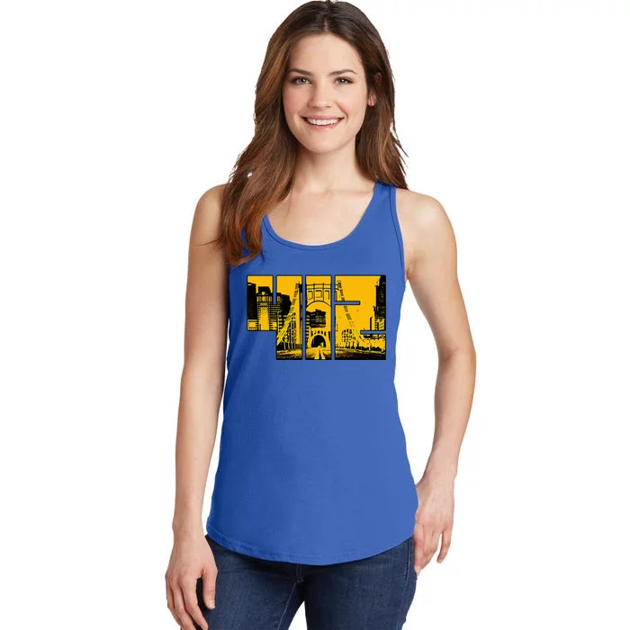 Pittsburgh 412 Steel City Skyline Pennsylvania Home Pride Ladies Essential Tank