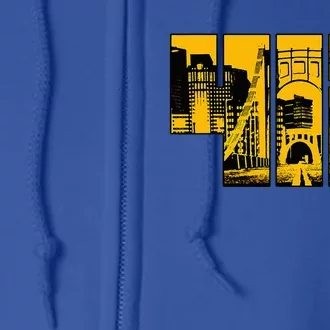 Pittsburgh 412 Steel City Skyline Pennsylvania Home Pride Full Zip Hoodie