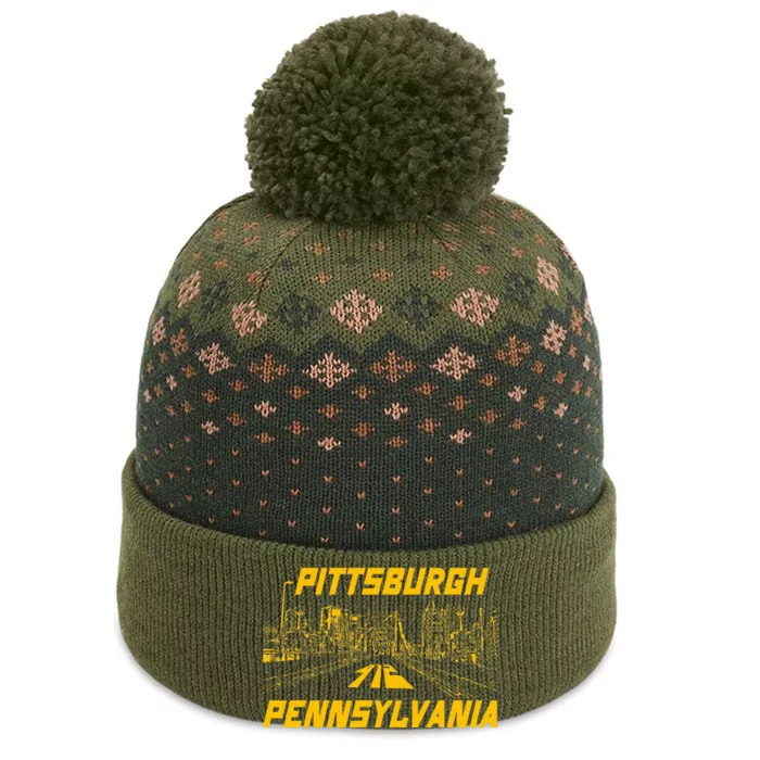 Pittsburgh 412 Steel City Skyline Pennsylvania Home Pride The Baniff Cuffed Pom Beanie