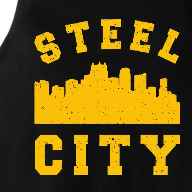 Pittsburgh 412 Steel City Skyline Pennsylvania Home Pride Ladies Tri-Blend Wicking Tank