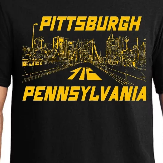 Pittsburgh 412 Steel City Skyline Pennsylvania Home Pride Pajama Set