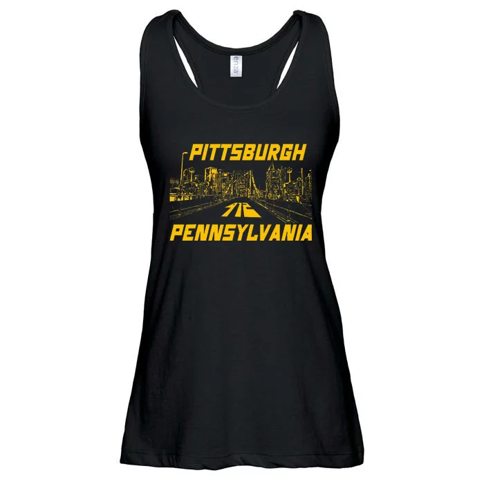 Pittsburgh 412 Steel City Skyline Pennsylvania Home Pride Ladies Essential Flowy Tank