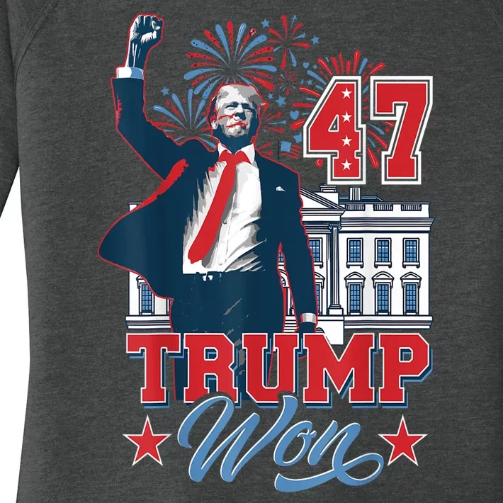 President 47th Trump Won Again 2024 Election American Flag Gift Women's Perfect Tri Tunic Long Sleeve Shirt