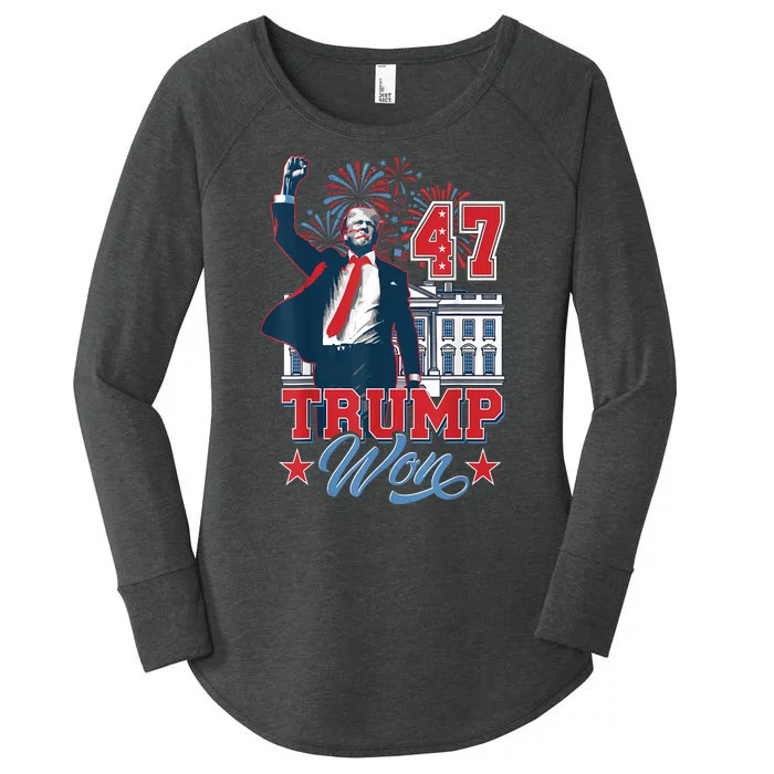 President 47th Trump Won Again 2024 Election American Flag Gift Women's Perfect Tri Tunic Long Sleeve Shirt