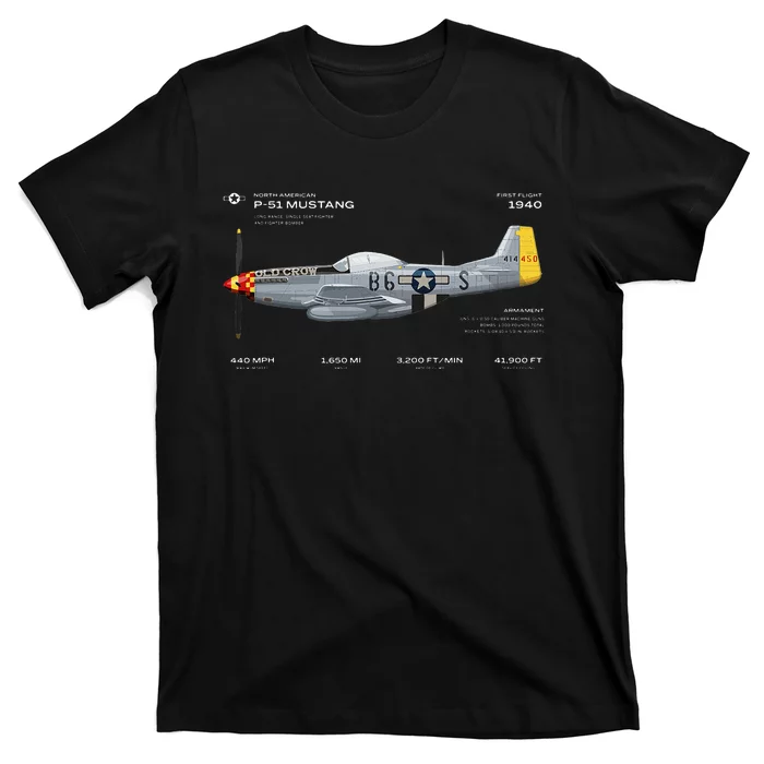 P 51 Mustang WWII Airplane Historic War Bird Fighter T-Shirt