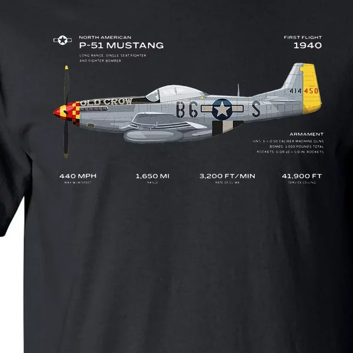 P 51 Mustang WWII Airplane Historic War Bird Fighter Tall T-Shirt