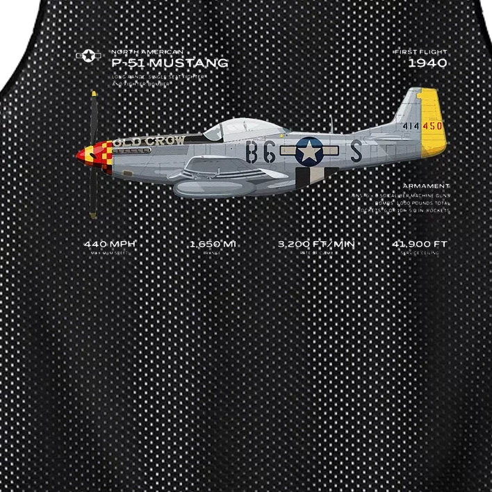 P 51 Mustang WWII Airplane Historic War Bird Fighter Mesh Reversible Basketball Jersey Tank