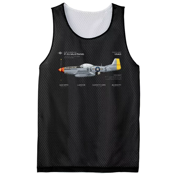 P 51 Mustang WWII Airplane Historic War Bird Fighter Mesh Reversible Basketball Jersey Tank