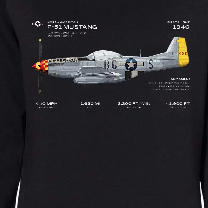 P 51 Mustang WWII Airplane Historic War Bird Fighter Womens California Wash Sweatshirt