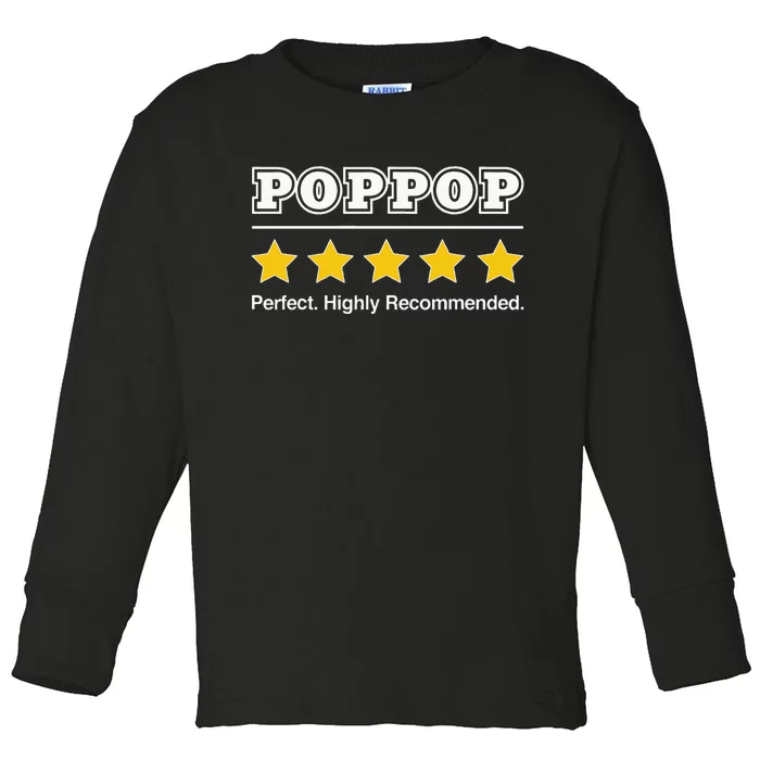 Poppop 5 Stars Perfect Funny Gifts For Poppop Fathers Day Toddler Long Sleeve Shirt