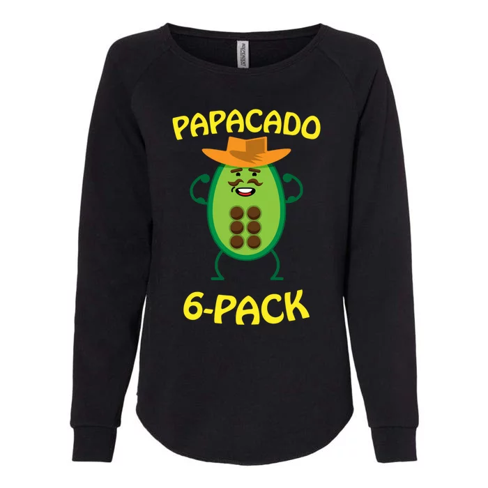 Papacado 6 Pack Mustache Dad Avocado Cute Workout Funny Papa Gift Womens California Wash Sweatshirt